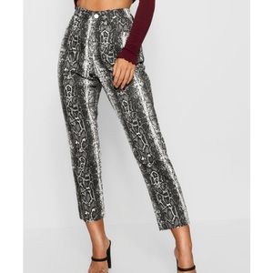 Boohoo EUC Snake Print Straight Leg Jeans